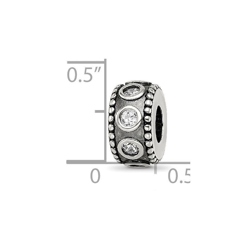 Sterling Silver Reflections CZ Antiqued Bali Bead