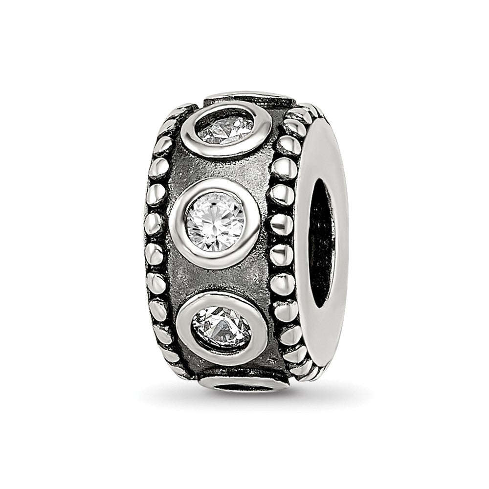 Sterling Silver Reflections CZ Antiqued Bali Bead