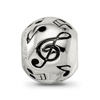 Sterling Silver Reflections Rhodium-plated Enameled Musical Notes Bead