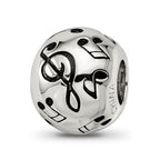 Sterling Silver Reflections Rhodium-plated Enameled Musical Notes Bead