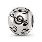 Sterling Silver Reflections Rhodium-plated Enameled Musical Notes Bead