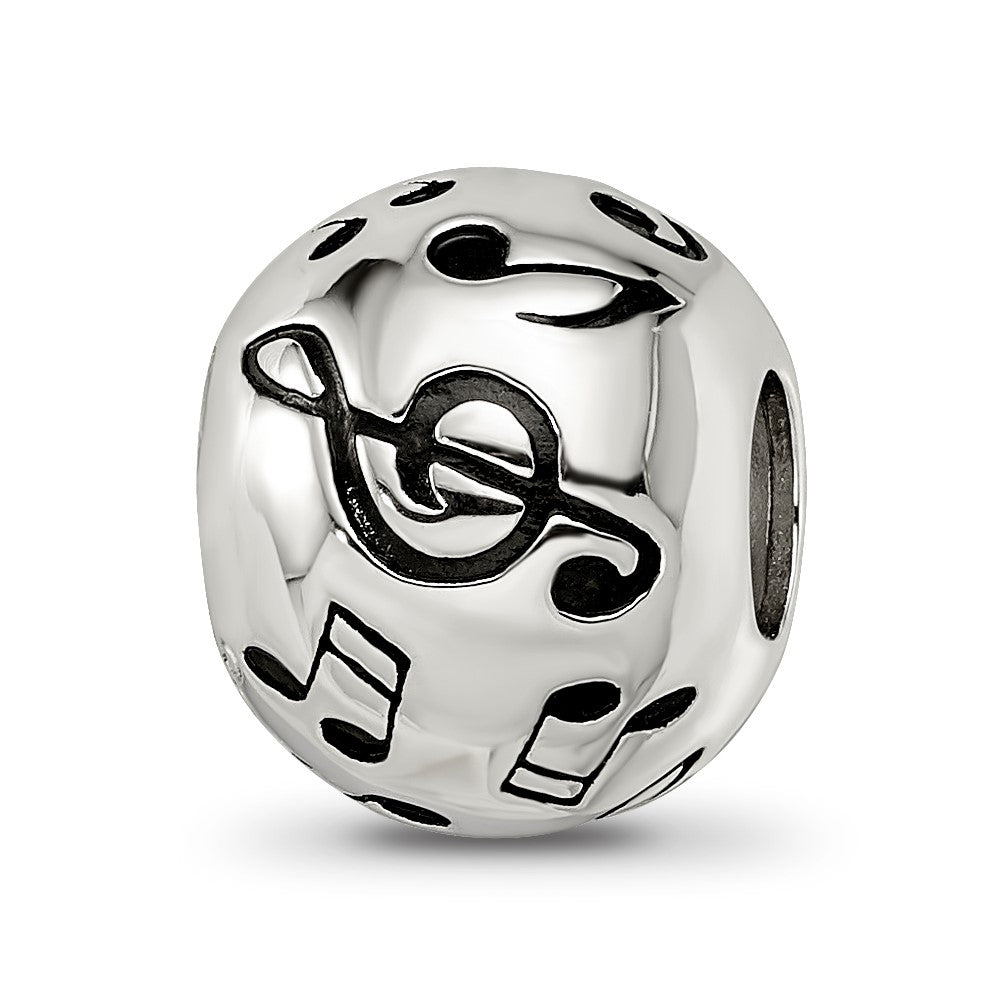 Sterling Silver Reflections Rhodium-plated Enameled Musical Notes Bead