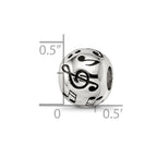 Sterling Silver Reflections Rhodium-plated Enameled Musical Notes Bead