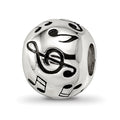 Sterling Silver Reflections Rhodium-plated Enameled Musical Notes Bead