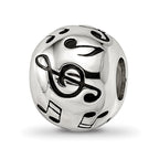 Sterling Silver Reflections Rhodium-plated Enameled Musical Notes Bead