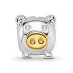 Sterling Silver Reflections Rhodium-plated Gold-plated Nose Pig Bead