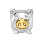 Sterling Silver Reflections Rhodium-plated Gold-plated Nose Pig Bead