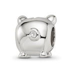 Sterling Silver Reflections Rhodium-plated Gold-plated Nose Pig Bead