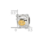 Sterling Silver Reflections Rhodium-plated Gold-plated Nose Pig Bead