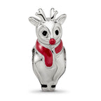 Sterling Silver Reflections Rhodium-plated Enameled Rudolph Bead