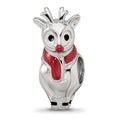 Sterling Silver Reflections Rhodium-plated Enameled Rudolph Bead