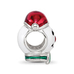 Sterling Silver Reflections Rh-plated Enameled Snowman Head Bead