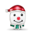 Sterling Silver Reflections Rh-plated Enameled Snowman Head Bead