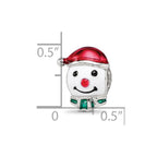 Sterling Silver Reflections Rh-plated Enameled Snowman Head Bead