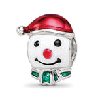 Sterling Silver Reflections Rh-plated Enameled Snowman Head Bead