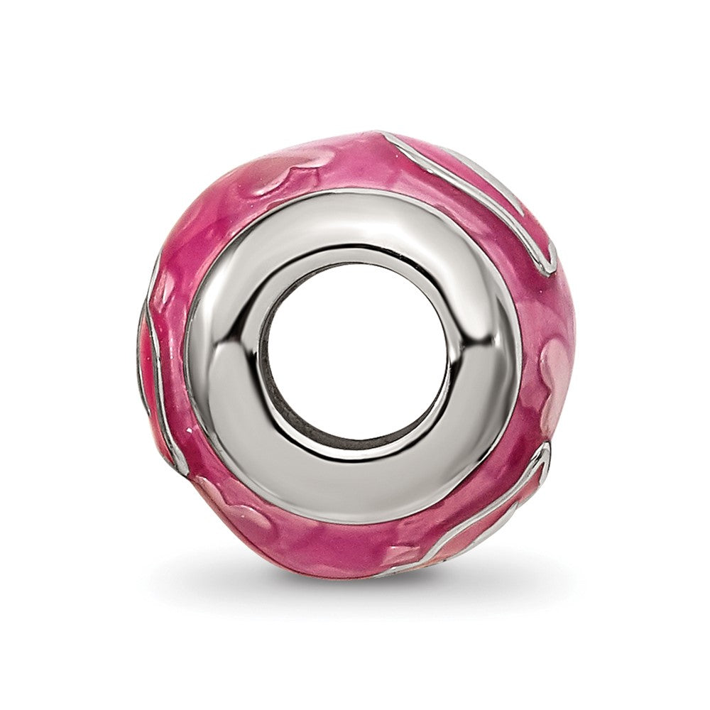 Sterling Silver Reflections Pink Enameled Smooches Lips Bead