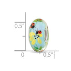 Ster.Silver Reflections Hand Painted Lady Bug Love Fenton Glass Bead