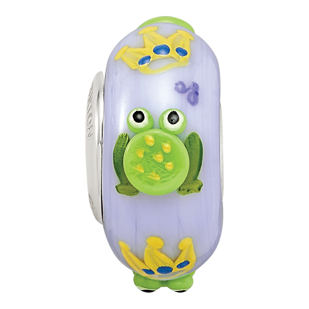 Ster.Silver Reflections Hand Painted Froggie Kisses Fenton Glass Bead