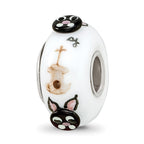 Ster.Silver Reflections Hand Painted Hey Diddle Diddle Fenton Glass Bead