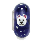 Ster.Silver Reflections Hand Painted Roly Polar Bear Fenton Glass Bead