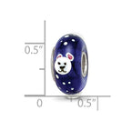 Ster.Silver Reflections Hand Painted Roly Polar Bear Fenton Glass Bead