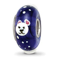 Ster.Silver Reflections Hand Painted Roly Polar Bear Fenton Glass Bead