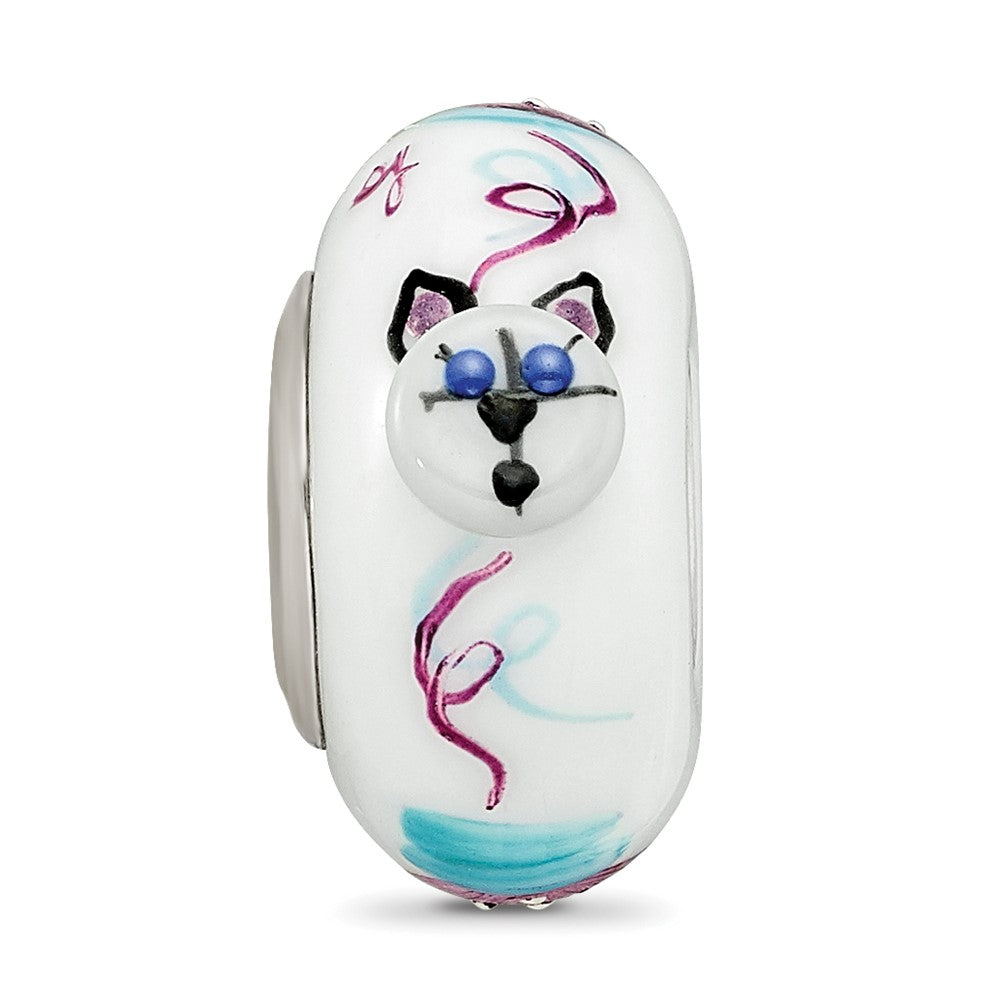 Ster.Silver Reflections Hand Painted Mittens Fenton Glass Bead