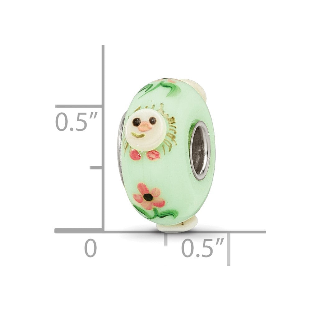 Ster.Silver Reflections Hand Painted Hattie Hedgehog Fenton Glass Bead
