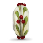 Ster.Silver Reflections Hand Paint Magical Holly-Days Fenton Glass Bead