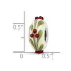 Ster.Silver Reflections Hand Paint Magical Holly-Days Fenton Glass Bead