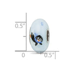 Ster.Silver Reflections Hand Painted Penguin Frolic Fenton Glass Bead