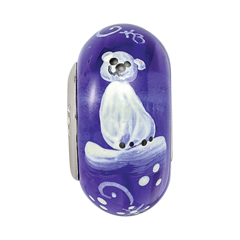 Ster.Silver Reflections Hand Painted Little Nora Fenton Glass Bead