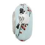 Ster.Silver Reflections Hand Painted Fluffy Tufty Fenton Glass Bead