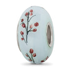 Ster.Silver Reflections Hand Painted Fluffy Tufty Fenton Glass Bead