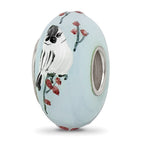 Ster.Silver Reflections Hand Painted Fluffy Tufty Fenton Glass Bead