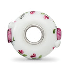 Ster.Silver Reflections Hand Painted Two Hoots For You Fenton Glass Bead