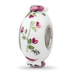 Ster.Silver Reflections Hand Painted Two Hoots For You Fenton Glass Bead
