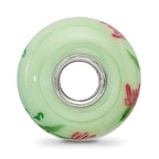 Ster.Silver Reflections Hand Painted Carnation January Fenton Glass Bead