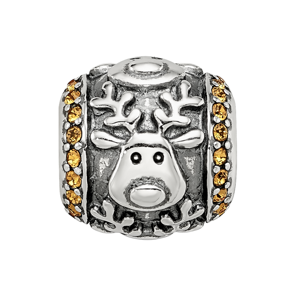 Sterling Silver Reflections Crystals Reindeer Bead