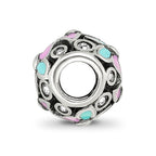 Sterling Silver Reflections Pink & Blue Enameled CZ Butterfly Bead