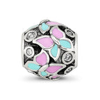 Sterling Silver Reflections Pink & Blue Enameled CZ Butterfly Bead