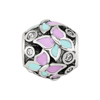 Sterling Silver Reflections Pink & Blue Enameled CZ Butterfly Bead