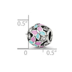 Sterling Silver Reflections Pink & Blue Enameled CZ Butterfly Bead