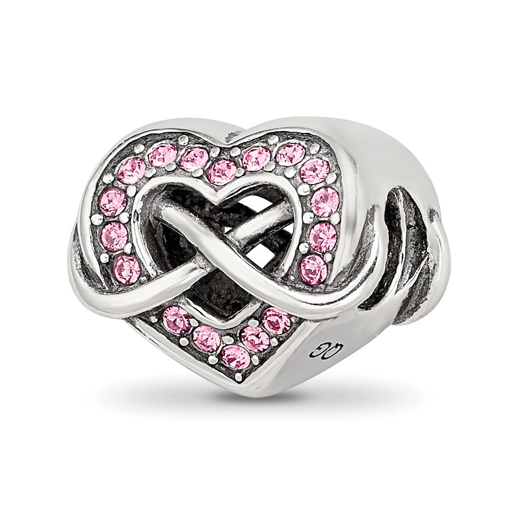 Sterling Silver Reflections Crystal Infinity Symbol in Heart Bead