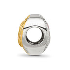 Sterling Silver Reflections Pink Enameled, Yellow IP-Plated CZ Swans Bead