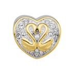 Sterling Silver Reflections Pink Enameled, Yellow IP-Plated CZ Swans Bead