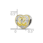 Sterling Silver Reflections Pink Enameled, Yellow IP-Plated CZ Swans Bead