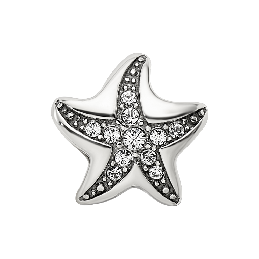 Sterling Silver Reflections Crystal Starfish Bead