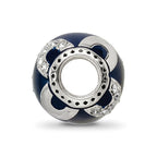 Sterling Silver Reflections Navy Enameled, Crystal & Silver IP-
