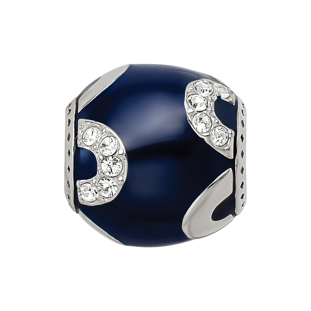 Sterling Silver Reflections Navy Enameled, Crystal & Silver IP-